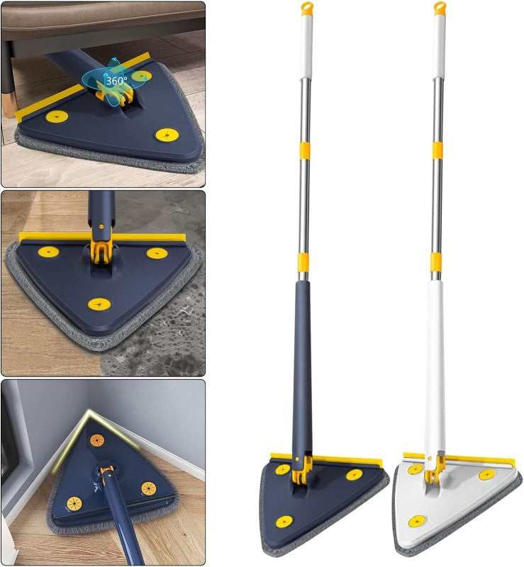 Triangle Cleaning Mop with Wiper Strip – 360° Rotating Cleaning Mop for Wet & Dry Use