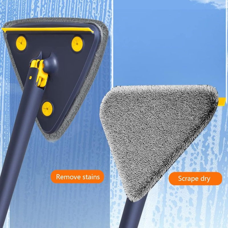 Triangle Cleaning Mop with Wiper Strip – 360° Rotating Cleaning Mop for Wet & Dry Use