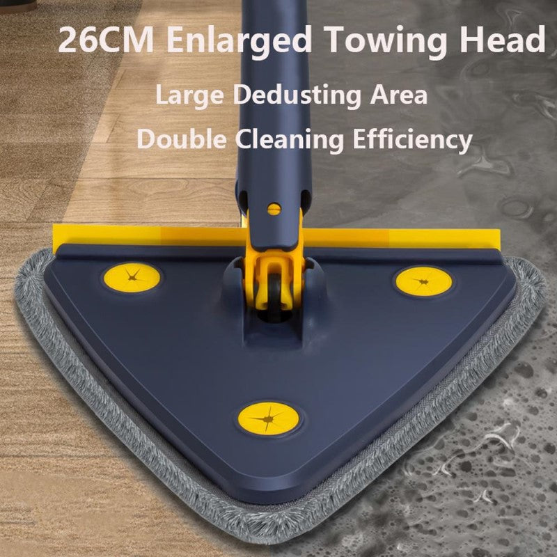 Triangle Cleaning Mop with Wiper Strip – 360° Rotating Cleaning Mop for Wet & Dry Use