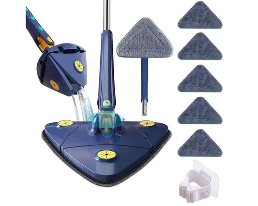 Triangle Cleaning Mop with Wiper Strip – 360° Rotating Cleaning Mop for Wet & Dry Use