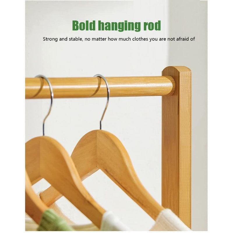 Wooden Coat Stand Rack with Shelf - Bamboo Design