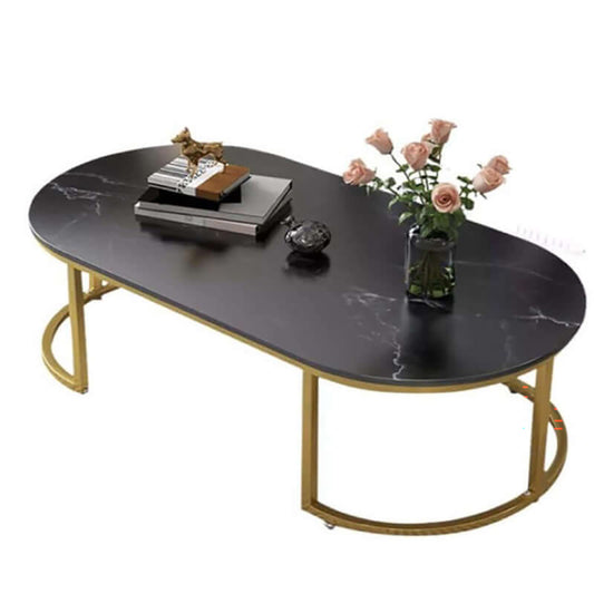 Coffee Table Marble Top 120x60cm Modern Coffee Table with Gold Legs