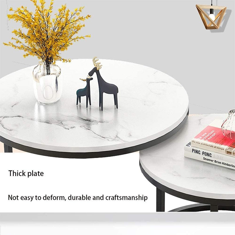 Coffee Table Set – Marble Nesting Coffee Table with Steel Frame for Home & Office