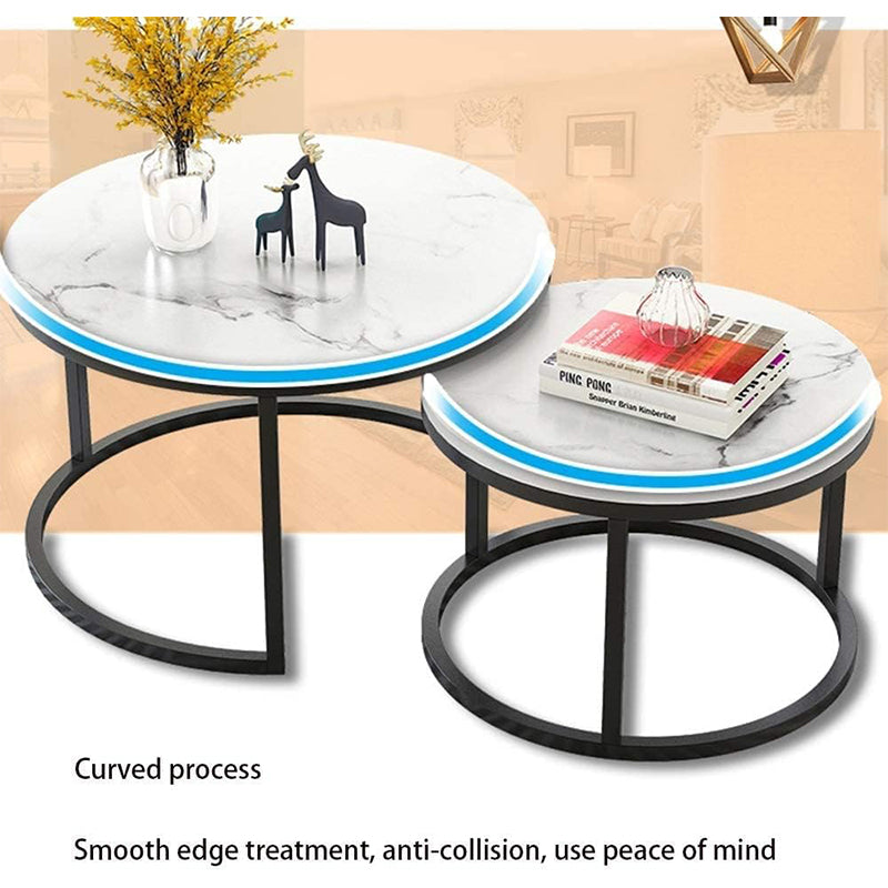 Coffee Table Set – Marble Nesting Coffee Table with Steel Frame for Home & Office
