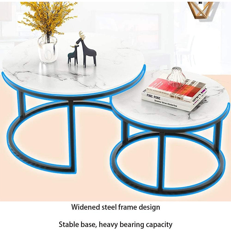 Coffee Table Set – Marble Nesting Coffee Table with Steel Frame for Home & Office