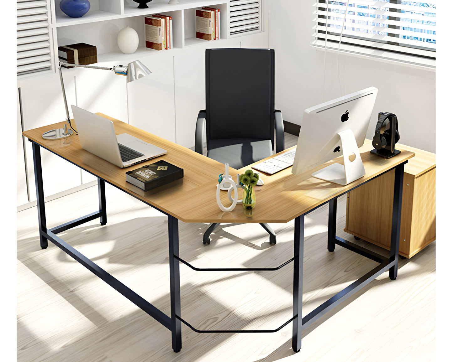 Computer Desk L-Shaped Corner Desk Double Workstation Table