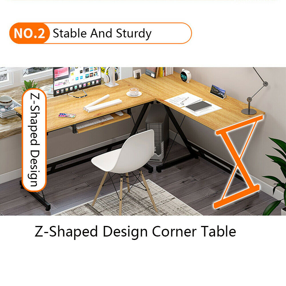 L Shaped Desk Home Office Corner Desk, Gaming Computer Desk ,PC Laptop Study Writing Table Workstation With Keyboard Tray