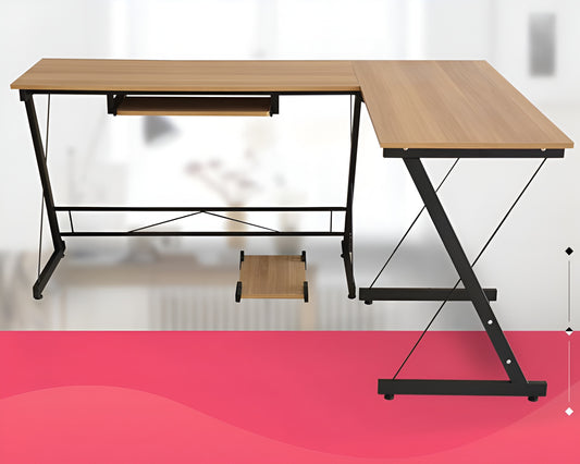 L Shaped Desk Home Office Corner Desk, Gaming Computer Desk ,PC Laptop Study Writing Table Workstation With Keyboard Tray