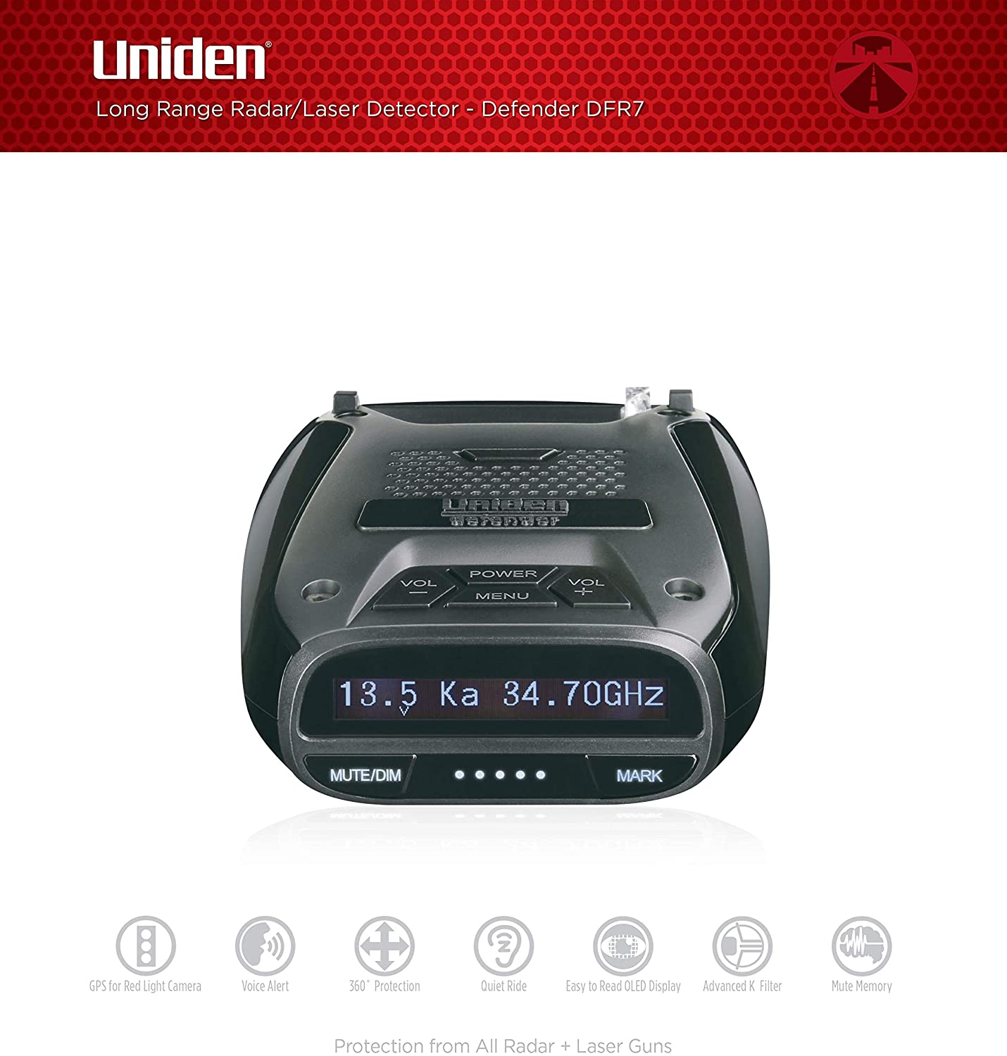 Uniden DFR7 Super-Long Range Radar/Laser Detection with GPS