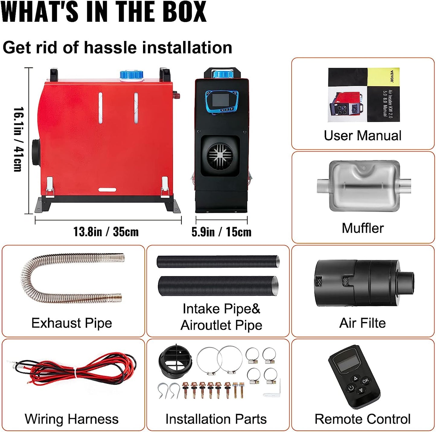 Diesel Heater All-in-One with Remote Control LCD Switch