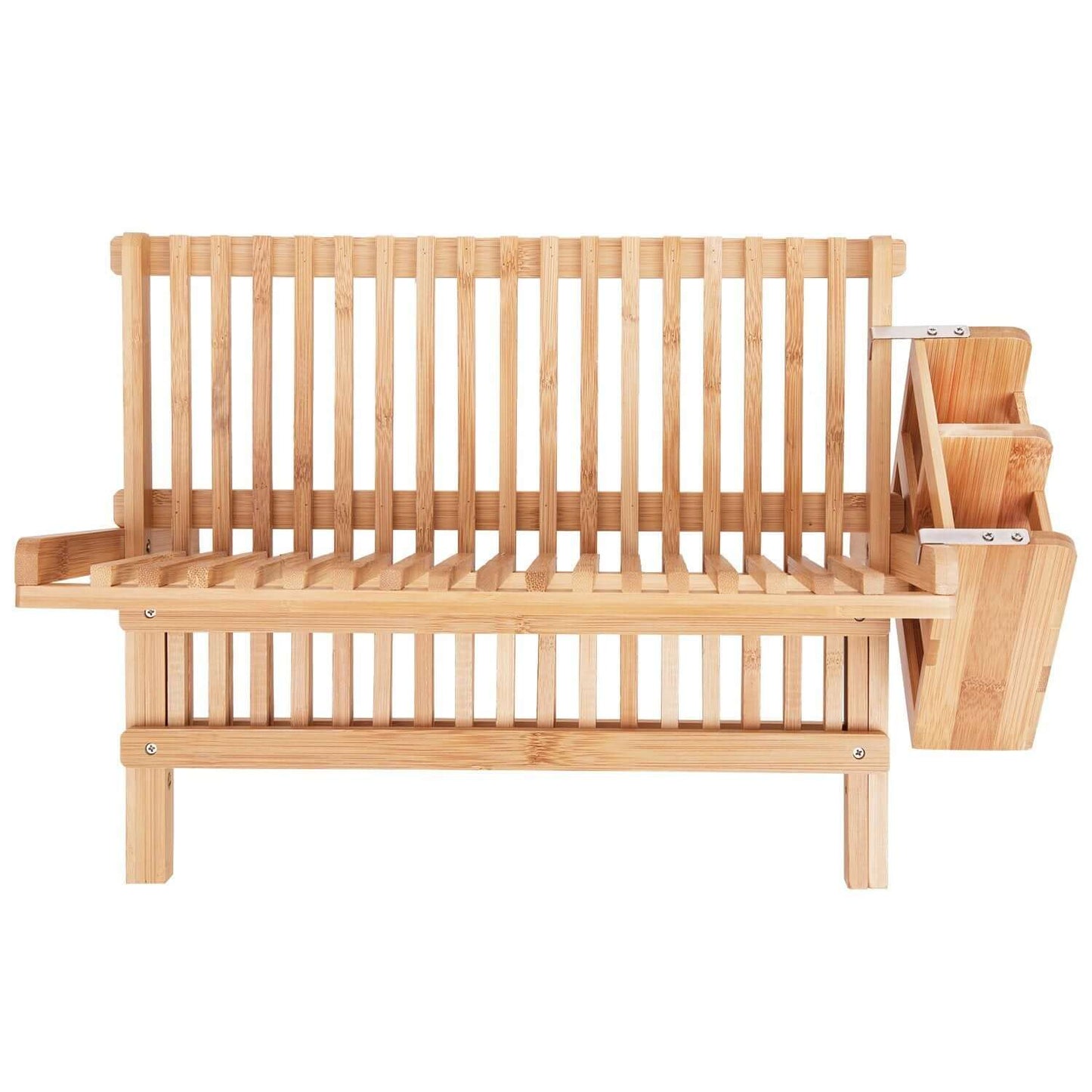 Bamboo Dish Rack with Utensil Holder Cross Dish Drainer – Efficient, Space-Saving, and Durable