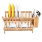 Bamboo Dish Rack with Utensil Holder Cross Dish Drainer – Efficient, Space-Saving, and Durable