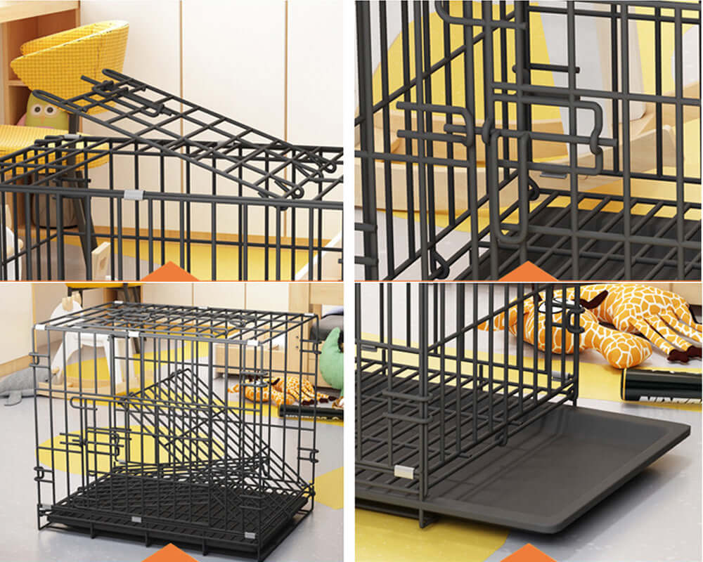 Dog Cage Crate Kennel Metal Pet Playpen Portable with Tray