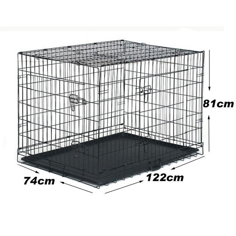 Foldable Dog Crate – 48" XXXL (122 x 74 x 81cm) Portable Wire Dog Cage with Two Doors and Removable Pan