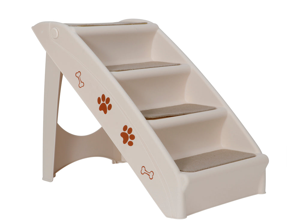 Pet Stairs 4 Steps for Dogs & Cats – Foldable Washable Pet Stairs