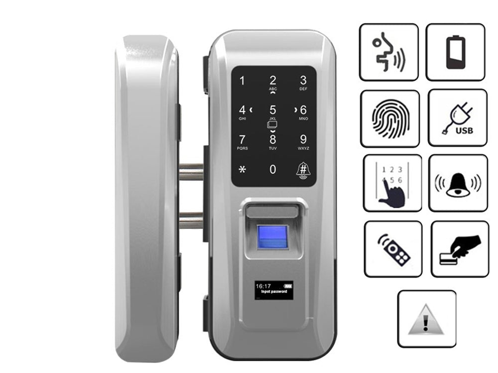 Glass Door Lock Keyless Electric Fingerprint Intelligent Lock
