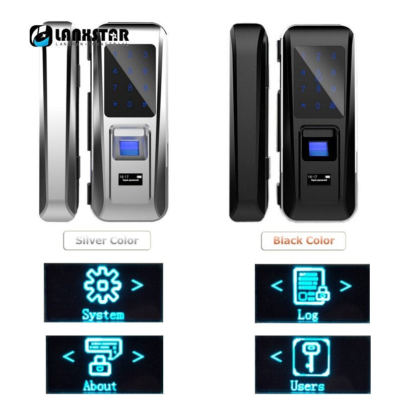 Glass Door Lock Keyless Electric Fingerprint Intelligent Lock