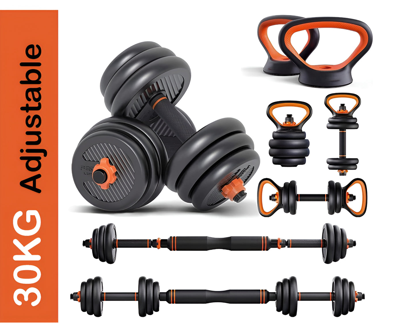 Adjustable Dumbbells Barbell Free Weight Dumbbell Set - 6-in-1 Multifunctional Home Gym Equipment for Strength Training