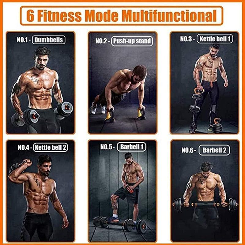 Adjustable Dumbbells Barbell Free Weight Dumbbell Set – 6-in-1 Multifunctional Home Gym Equipment for Strength Training