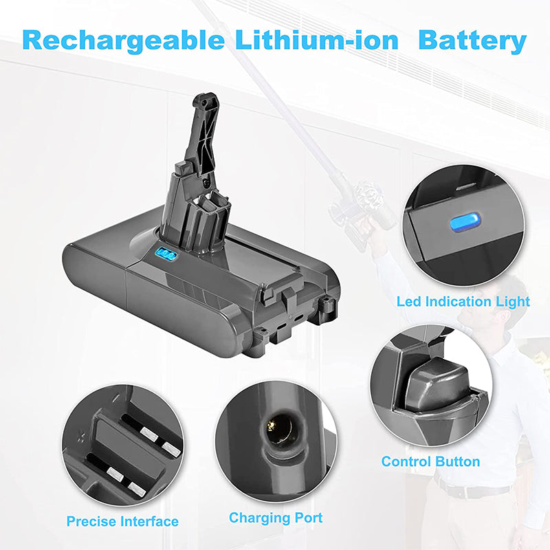 eplacement Battery for All Dyson V8 SV10 Vacuum Cleaners – 21.6V Lithium-ion 4000mAh, Compatible with V8 Animal, V8 Absolute, and More