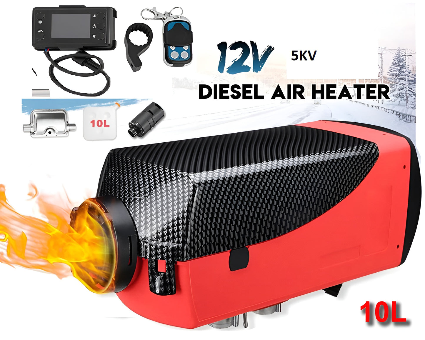 Diesel Air Heater 5KW 12V – Diesel Parking Heater Kit with 10L Tank Remote
