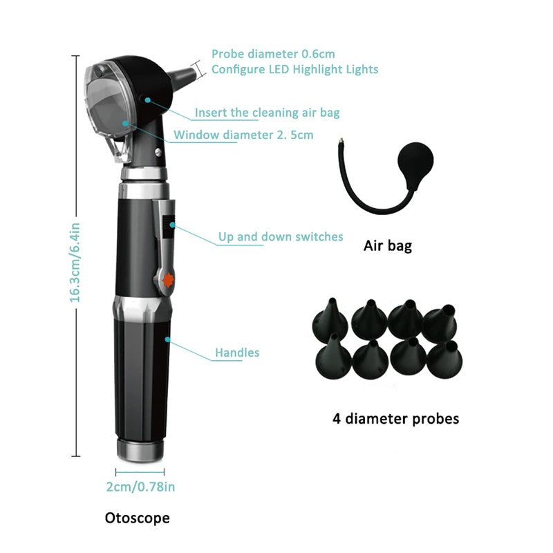Ear Otoscope Kit, Magnification Diagnostic Ear Scope with LED Illumination Light - Perfect for Home and Professional Use