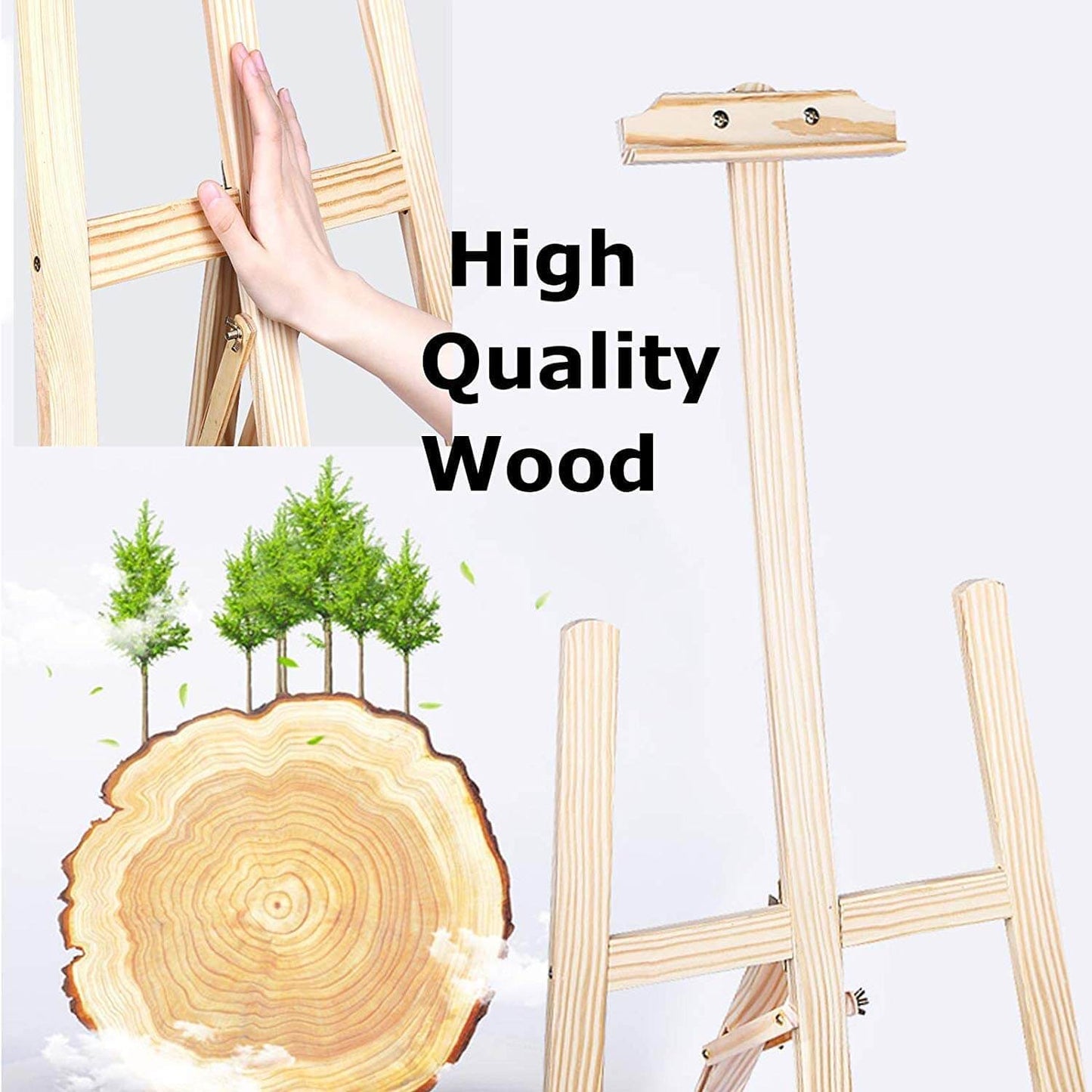 Studio Easel - A-Frame Wooden Easel - Adjustable, Foldable Floor Standing Easel for Art, Sketching, and Painting