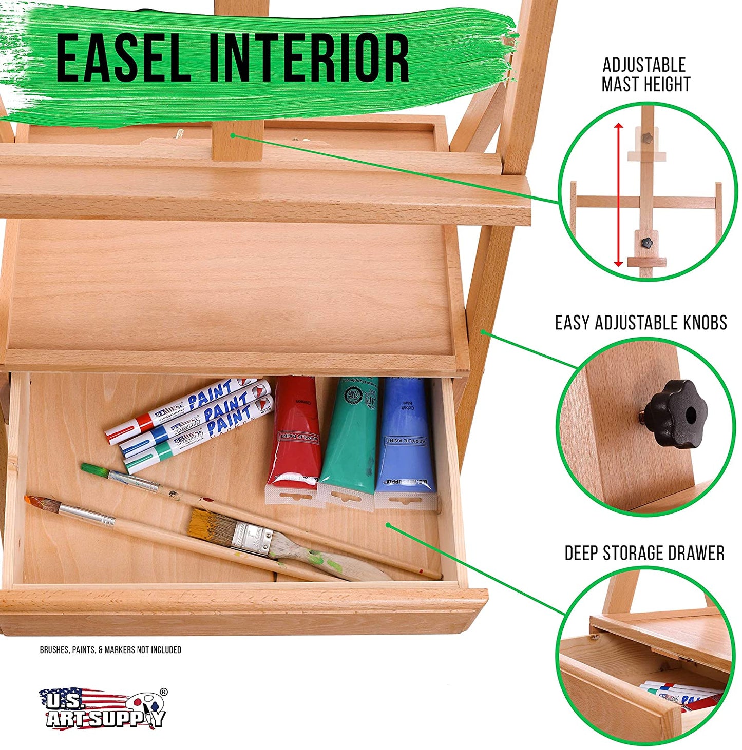 Wooden Easel with Storage Drawer