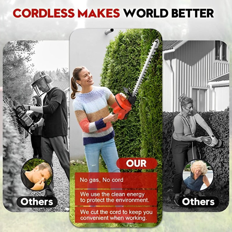 Cordless Electric Hedge Trimmer with 3.0Ah Battery & Charger – Ideal for Bush & Shrub Cutting, Trimming, and Pruning