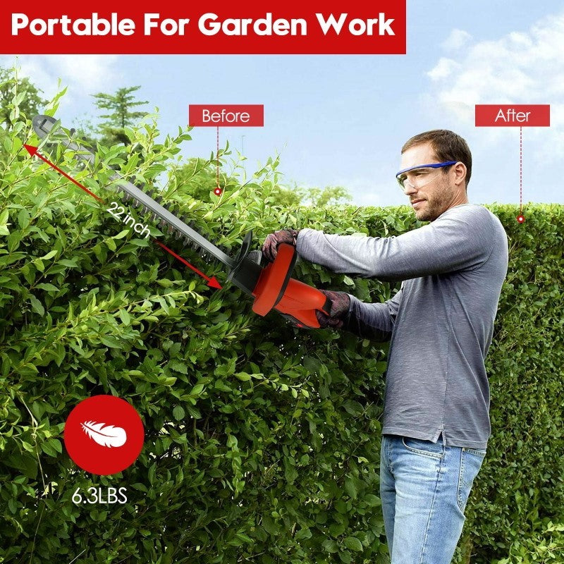 Cordless Electric Hedge Trimmer with 3.0Ah Battery & Charger – Ideal for Bush & Shrub Cutting, Trimming, and Pruning
