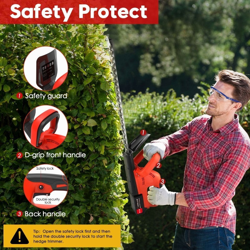Cordless Electric Hedge Trimmer with 3.0Ah Battery & Charger – Ideal for Bush & Shrub Cutting, Trimming, and Pruning