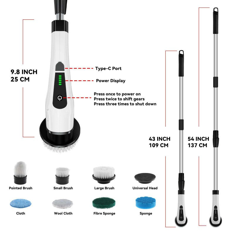 Electric Spin Scrubber Cordless Cleaning Brush Shower Scrubber With 7 Replaceable Brush Heads