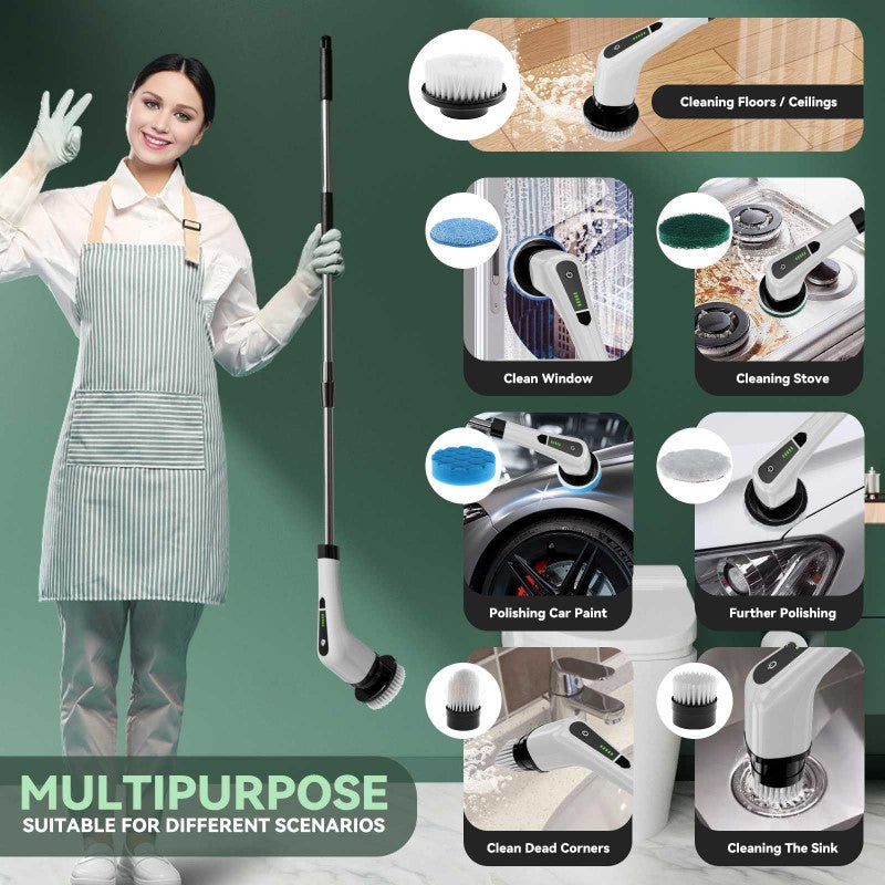 Electric Spin Scrubber Cordless Cleaning Brush Shower Scrubber With 7 Replaceable Brush Heads