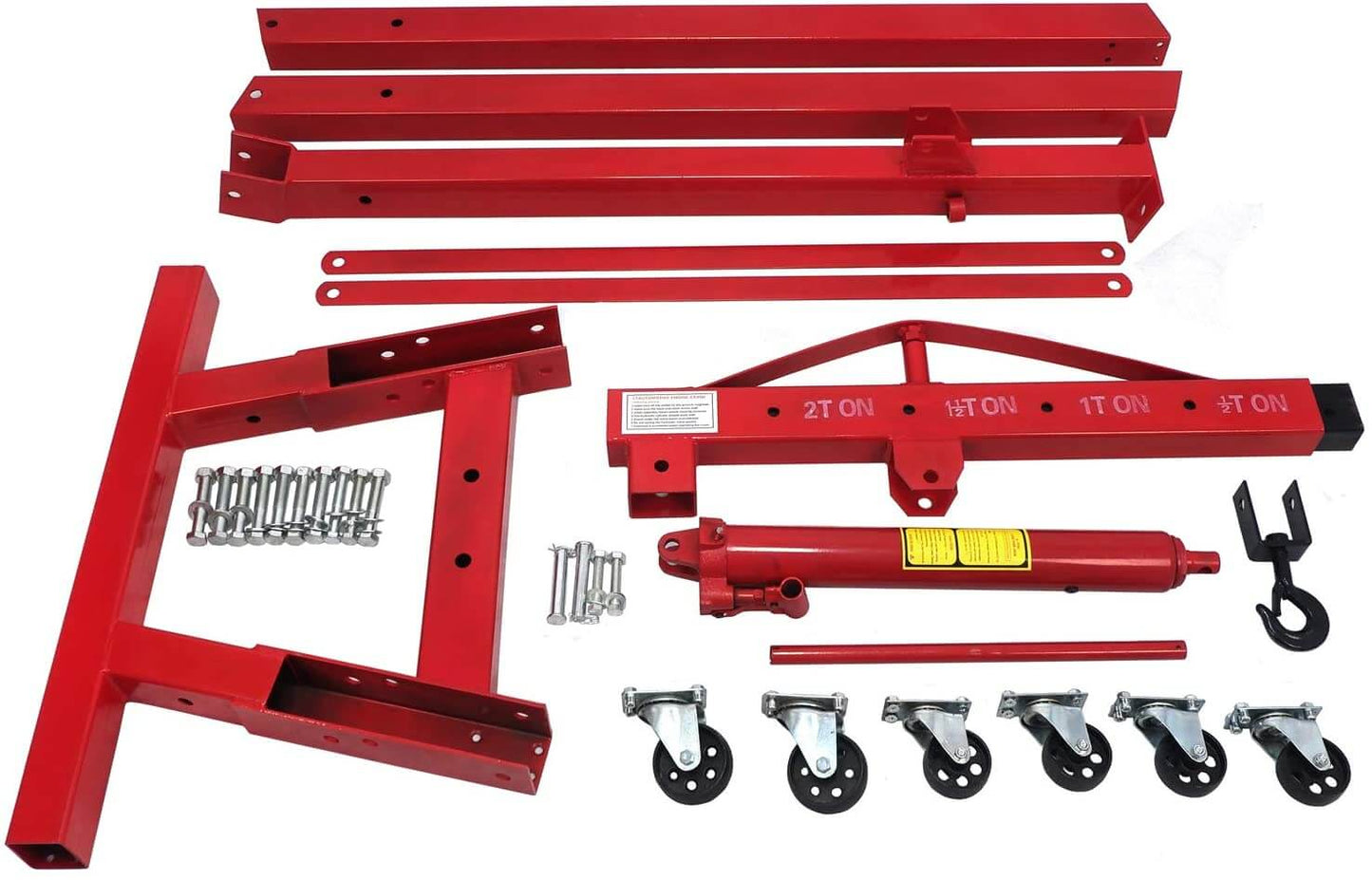 2 TON Red 4400lb Heavy Duty Engine Motor Hoist Cherry Picker Shop Crane Lift Portable Crane Hydraulic Picker With hooks