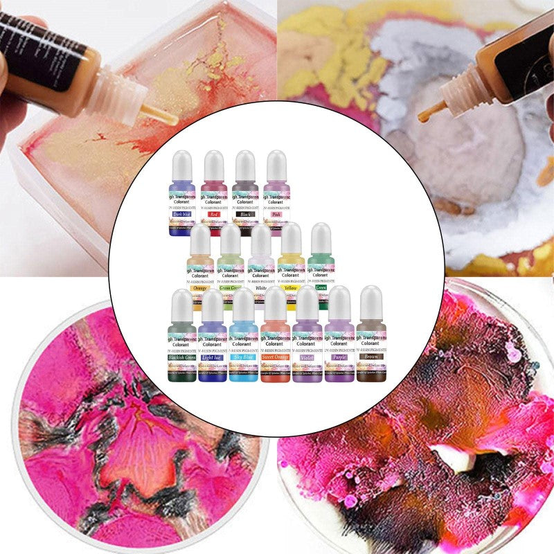 16pcs Epoxy Resin Pigment Set - Alcohol Liquid Colorant Dye