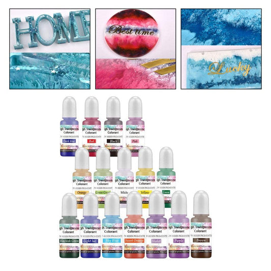 16pcs Epoxy Resin Pigment Set - Alcohol Liquid Colorant Dye