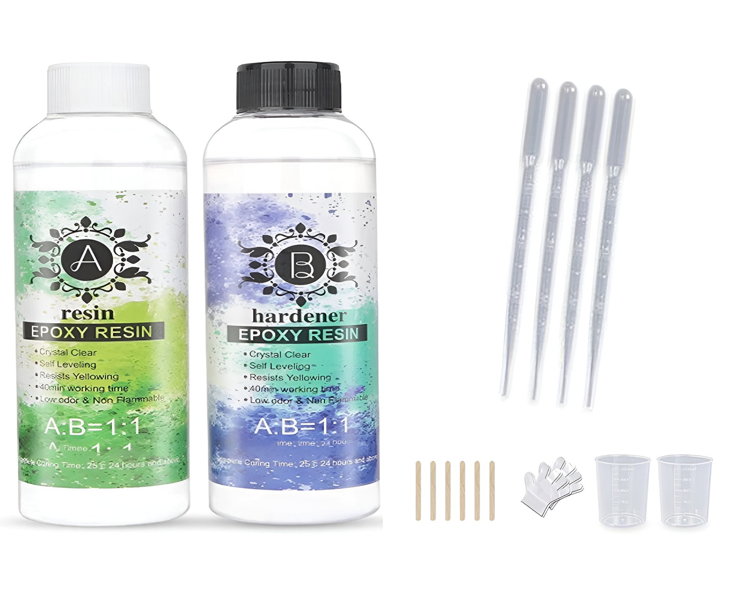Epoxy Resin 1:1 A:B Kit Epoxy Resin 16oz - Crystal Clear Epoxy Resin Casting and Coating Kit