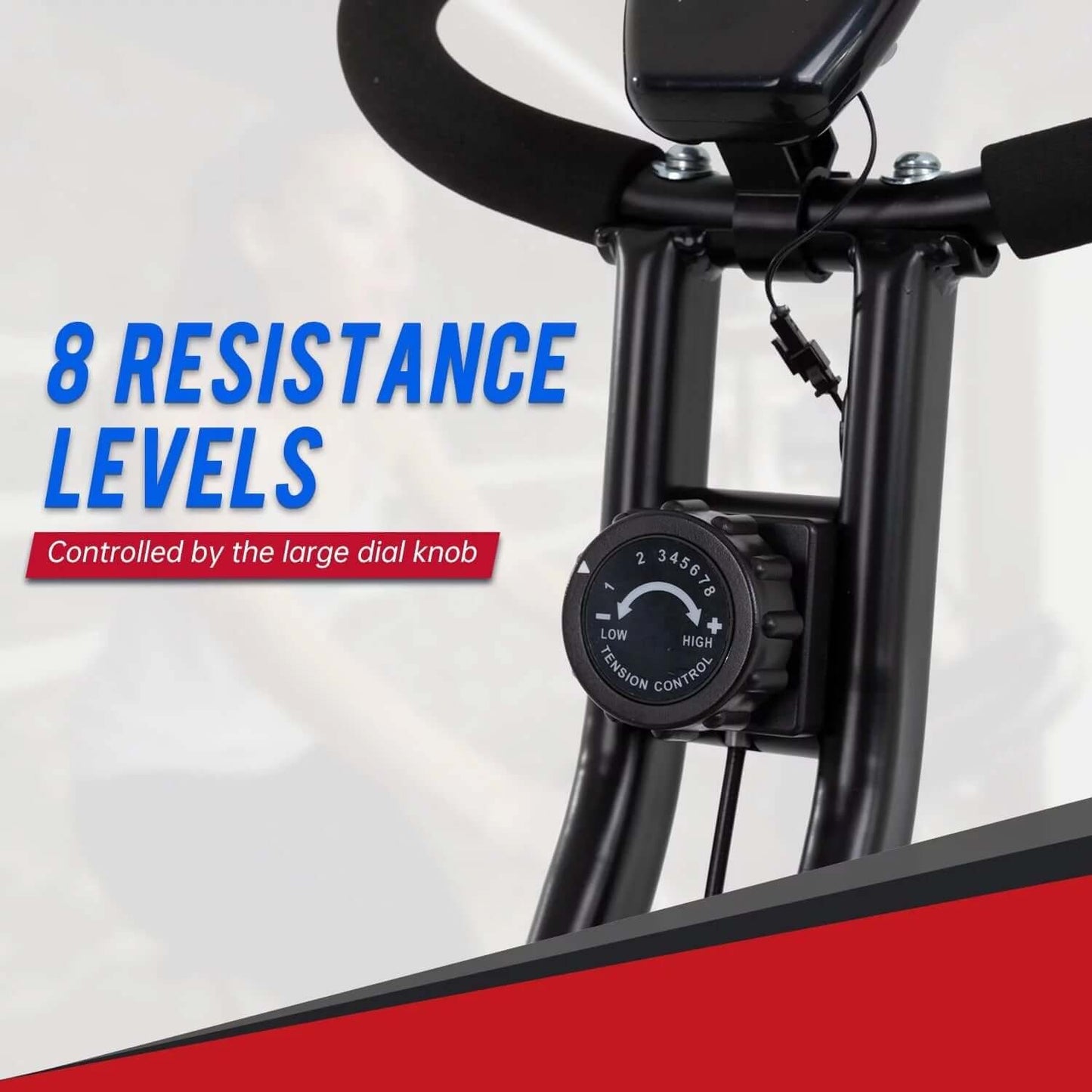 Exercise Bike Foldable – Magnetic Resistance Stationary Bike with LCD Display, Compact Indoor Fitness Trainer (Black)