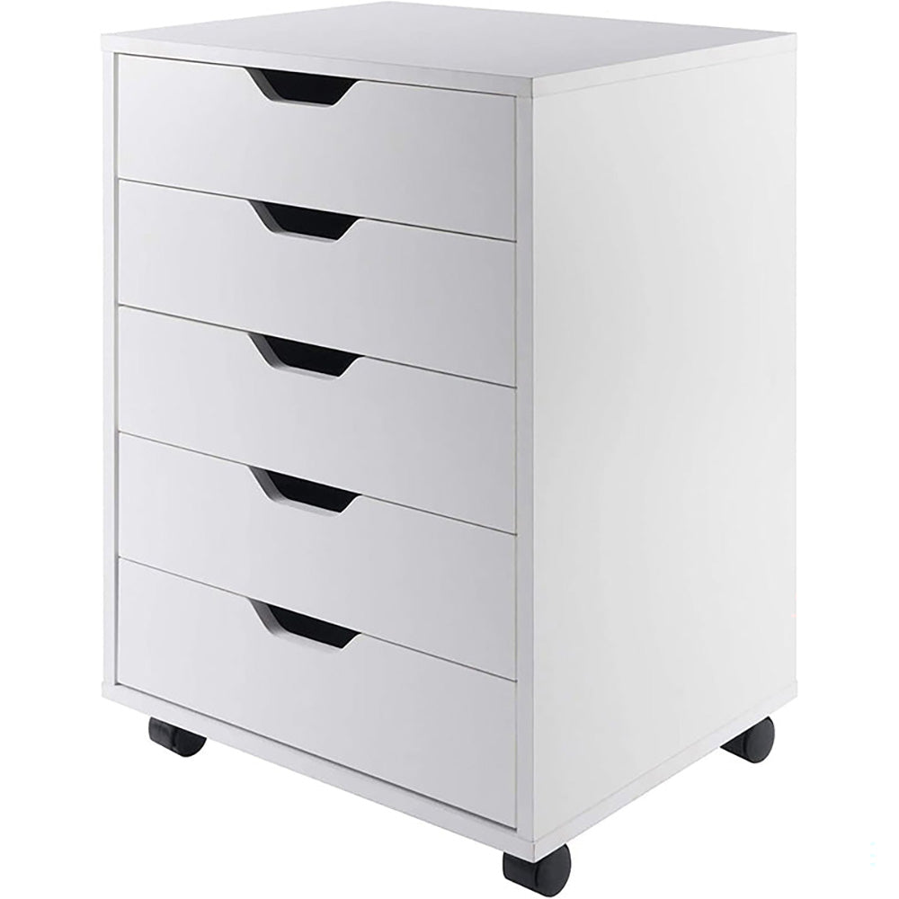 5 Drawer Storage Cabinet - Mobile Filing Cabinet & Bedside Table with Wheels