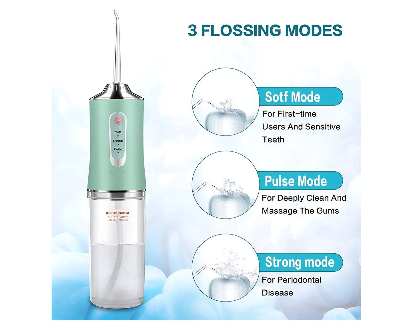 Rechargeable Water Oral Irrigator Flosser - Cordless Dental Teeth Cleaner Floss