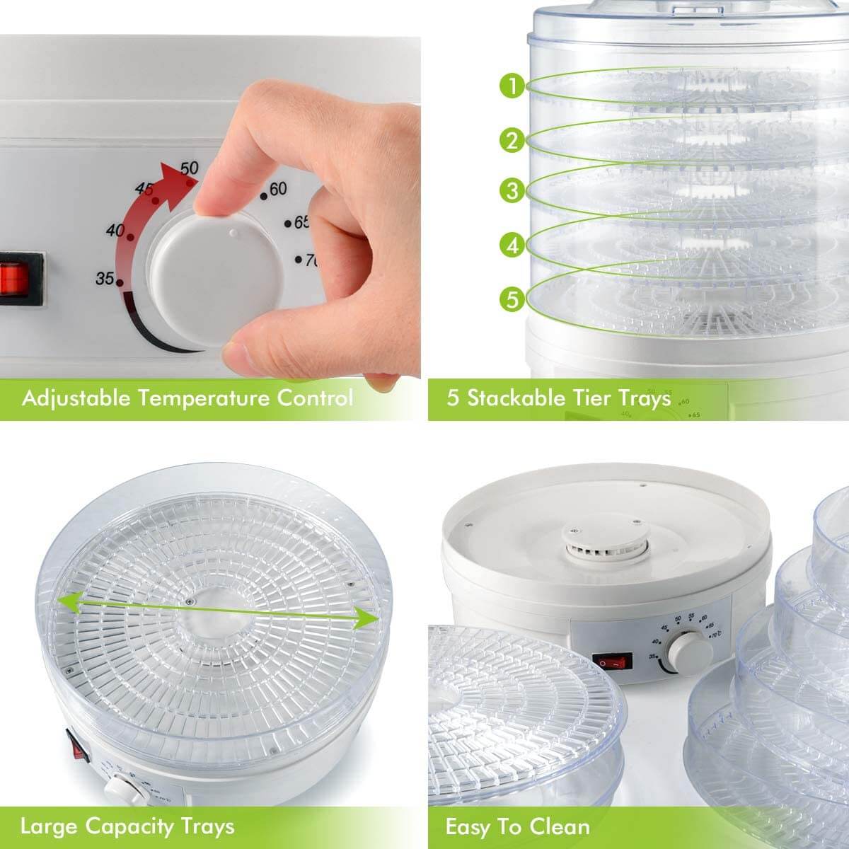 Portable Electric Food Dehydrator Machine with Adjustable Thermostat