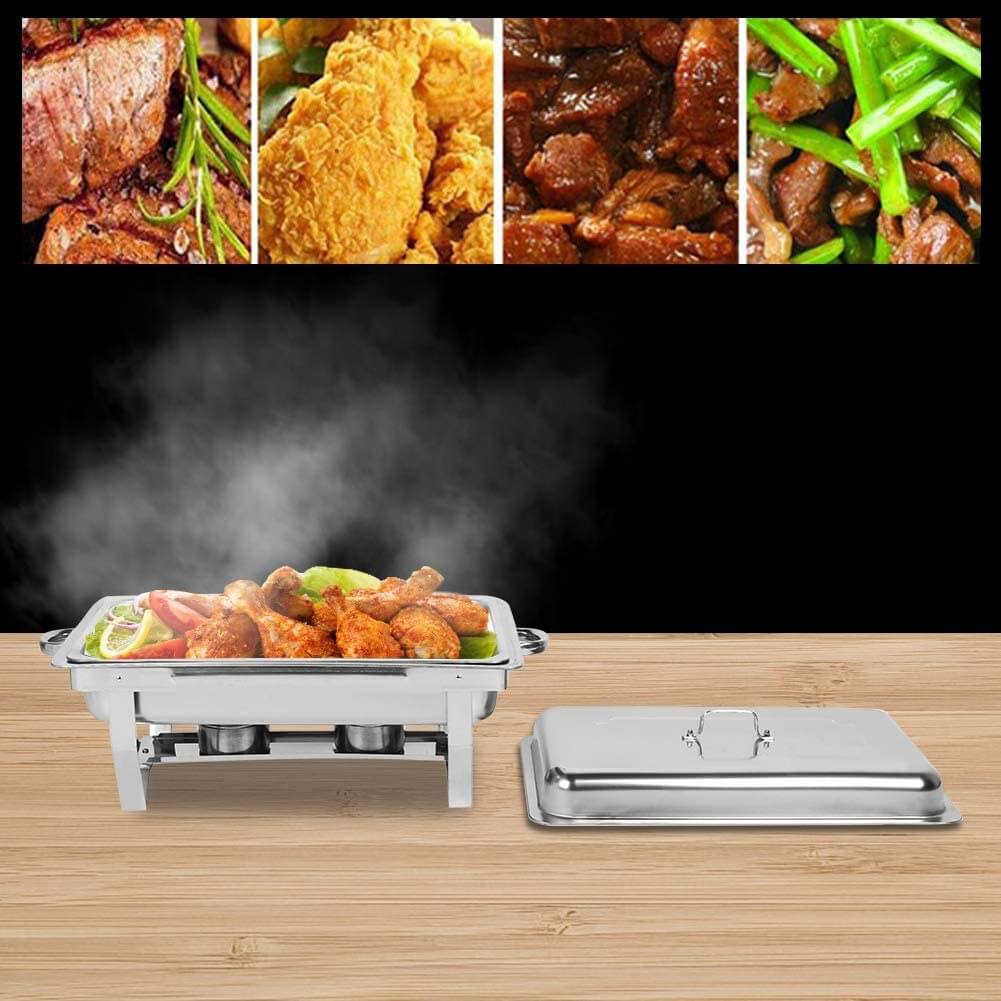 Stainless Steel Chafer Full Size Chafer Chafing Dish Buffet Set W/Water Pan,Food Pan,Fuel Holder and Lid For Catering Warmer Set