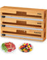 Bamboo Food Wrap Dispenser Cutter Foil Cling Film Storage Holder