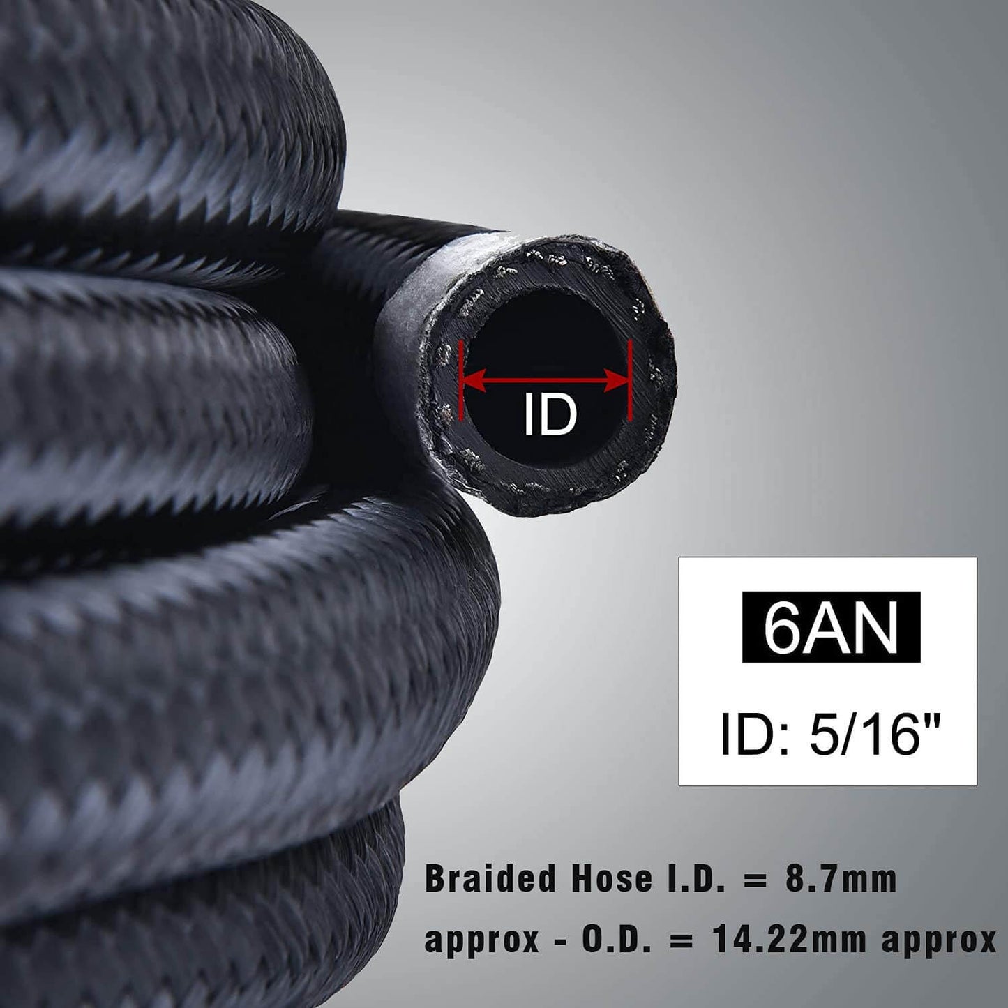 5M AN6 Fuel Line Hose Kit – 6AN 16Ft Nylon Stainless Steel Braided Oil Gas Fuel Line with 10PCS Swivel Fuel Hose Fitting Adapter Kit