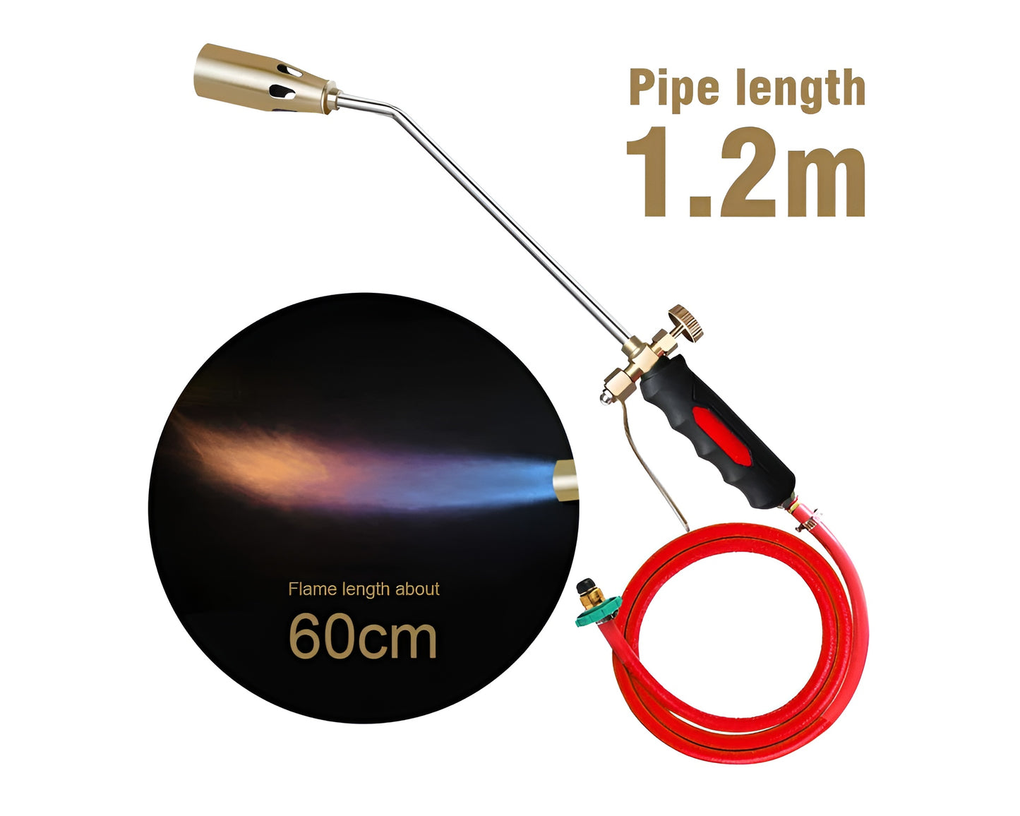 Gas Torch Handle with Thicken Liquefied Coal Gas - Double-Open Design, Iron Brass Plating, for Multiple Applications