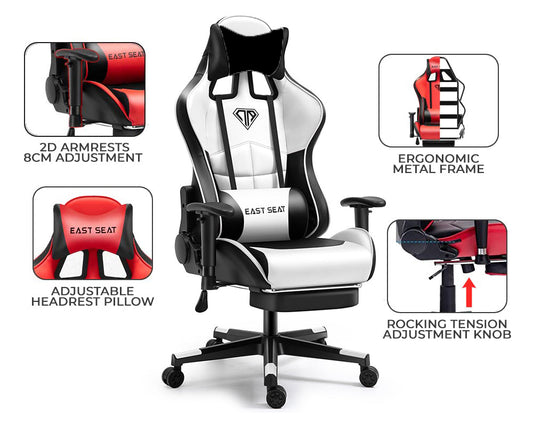 Ergonomic Gaming Chair, office chair  Multi-Functional White Gaming Chair