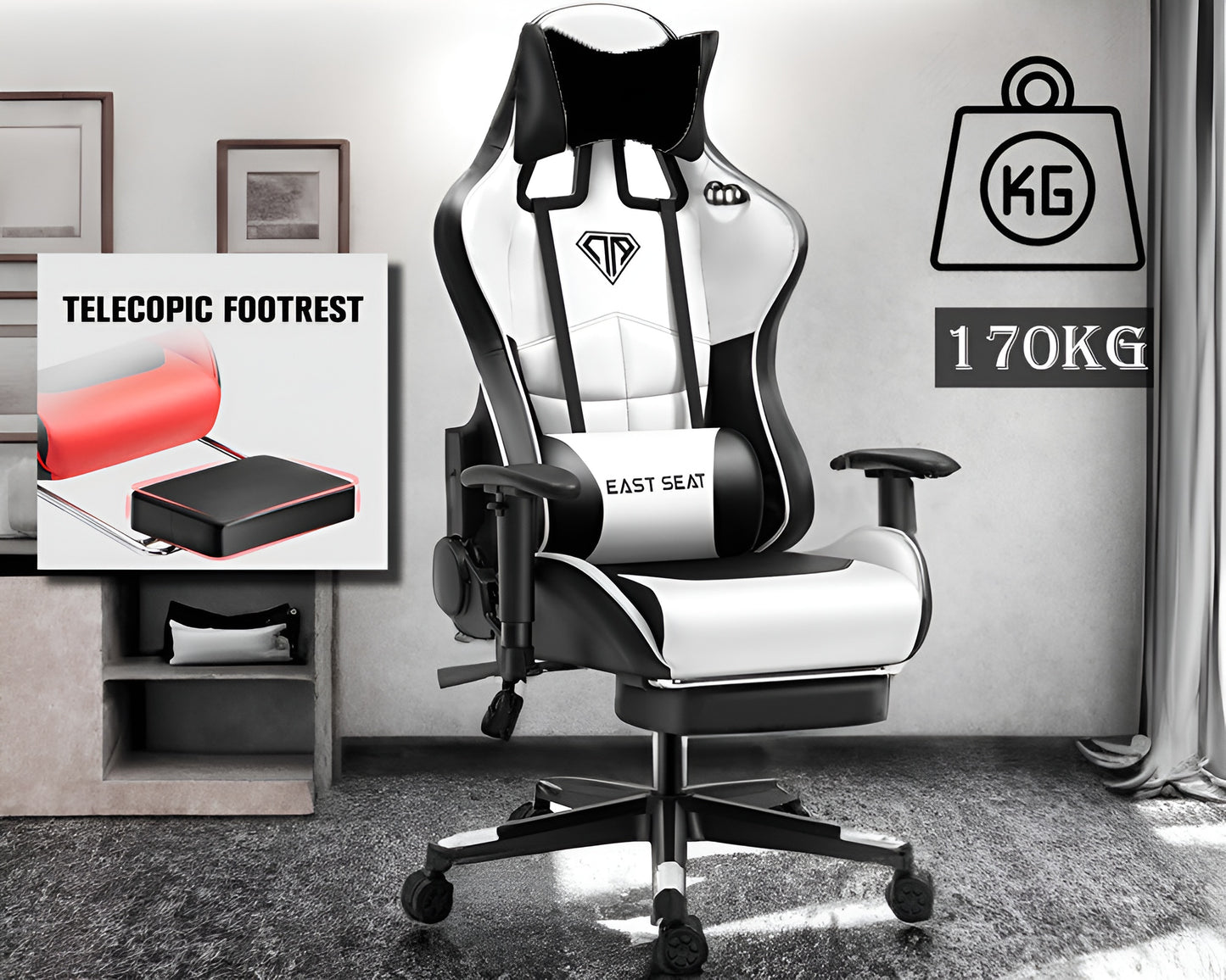 Ergonomic Gaming Chair, office chair Multi-Functional White Gaming Chair