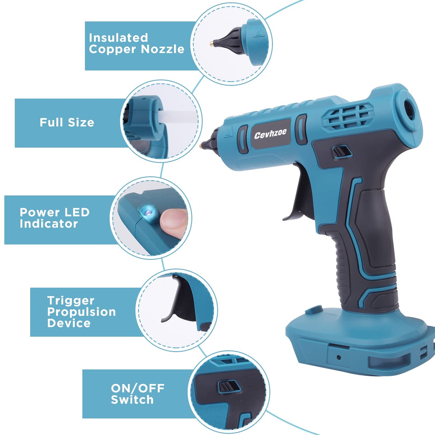 Cordless Glue Gun for Crafts (Makita 18V Battery Compatible)