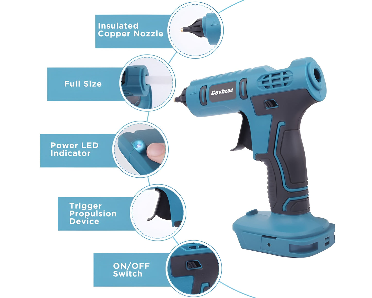 Cordless Hot Glue Gun for Makita 18V Battery - Hot Glue Gun with 20 Glue Sticks