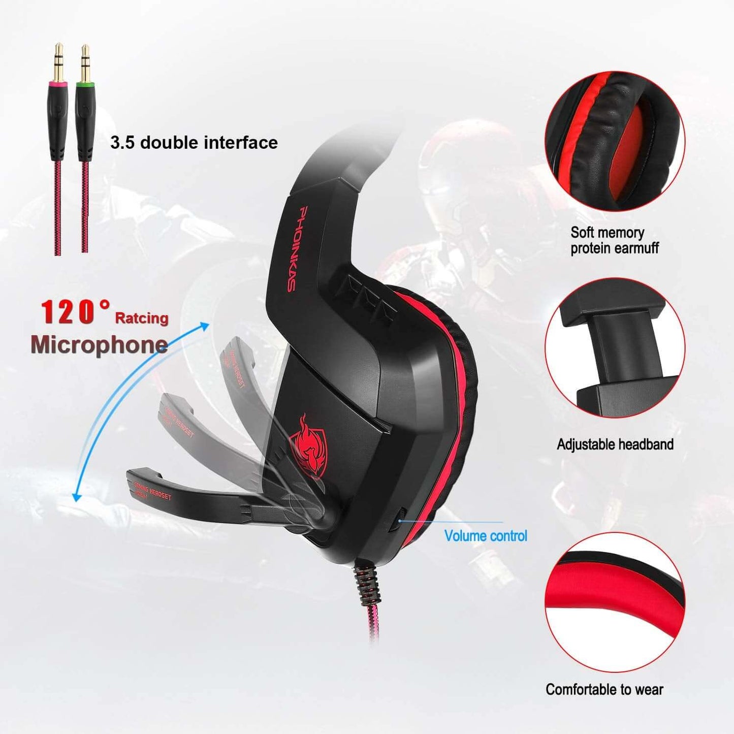 PS4 Headset Headphones Gaming Headphones for pc Xbox One and ps4
